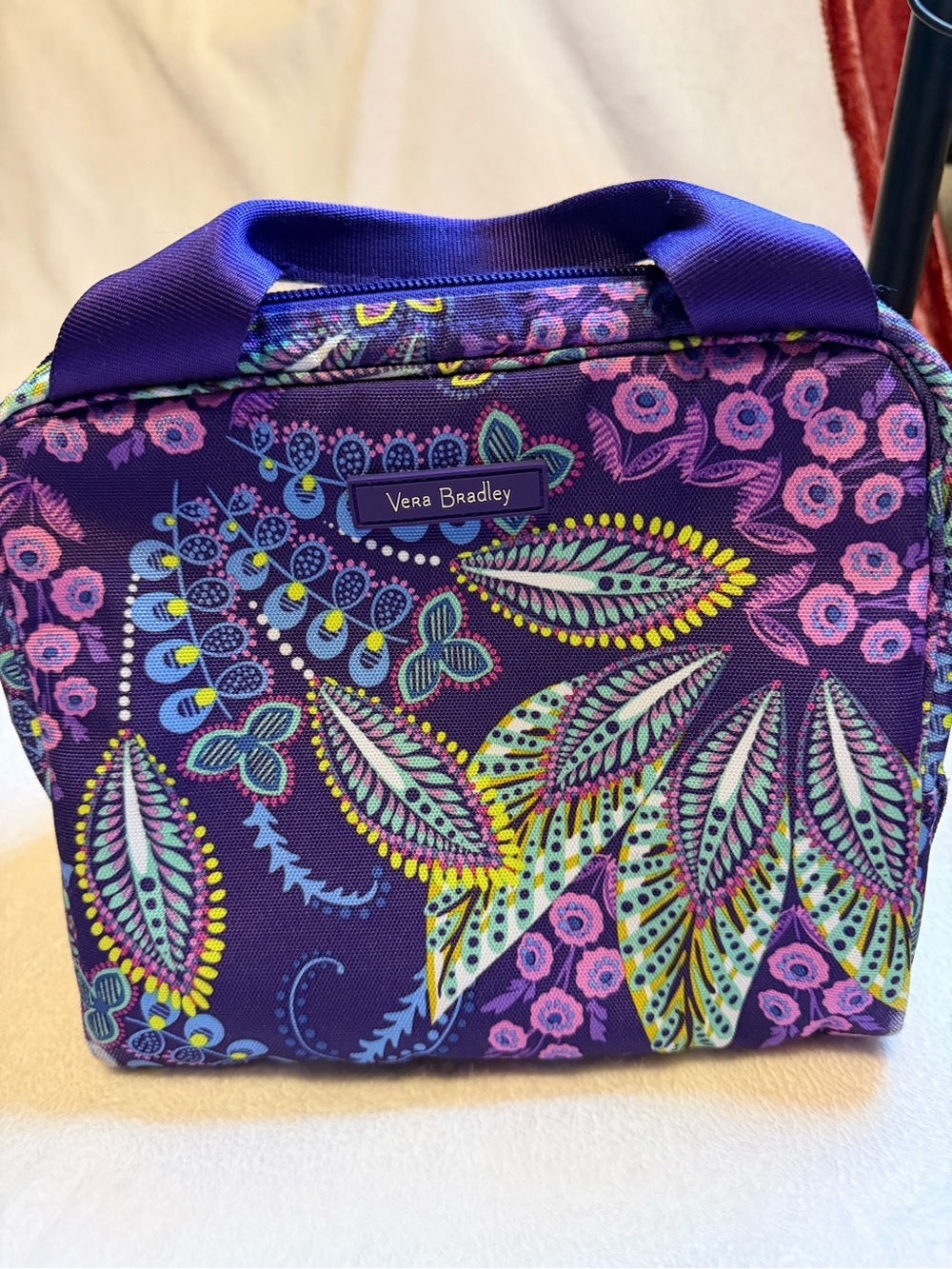 Vera Bradley Purple Floral Leaf Print lunch bag